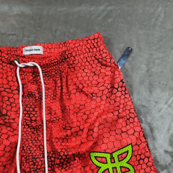 Ryoko Rain Shorts Men XL Red Black Snake Print Mesh Athletic Streetwear Tropical - Picture 3 of 10
